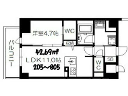 セントリヴィエ大阪梅田(1LDK/3階)の間取り写真