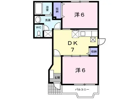 グリーンヒルズI(2DK/1階)の間取り写真
