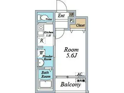 カサデルソルVI(1K/2階)の間取り写真