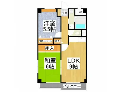 ハイマート宮山台(2LDK/6階)の間取り写真