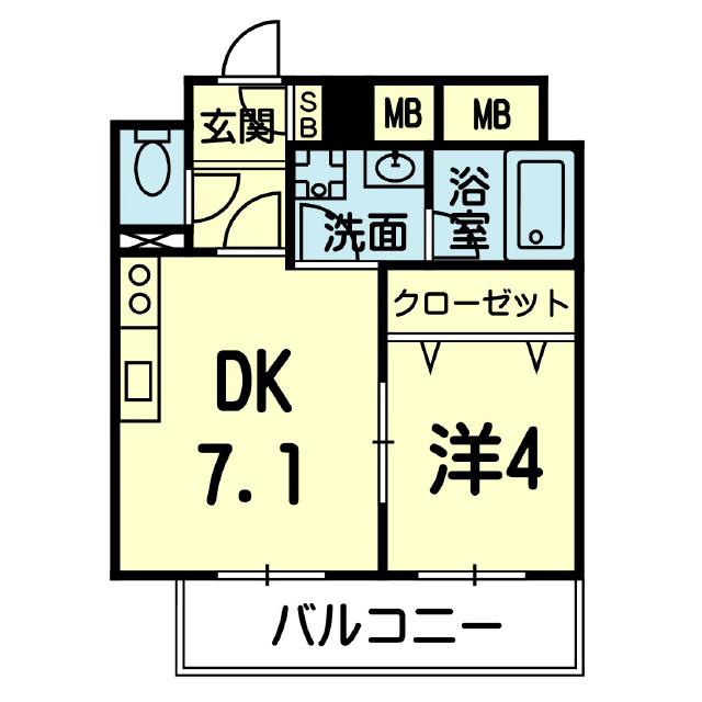カーサ・リポサンテ(1DK/1階)の間取り写真