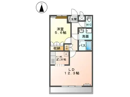 スカイヒルズC(1LDK/1階)の間取り写真