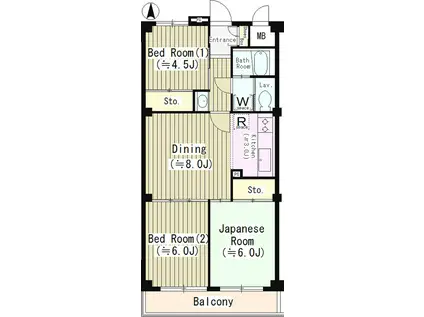 バードランド小金井(3DK/3階)の間取り写真