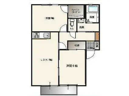 サンシャトレB棟(2LDK/1階)の間取り写真