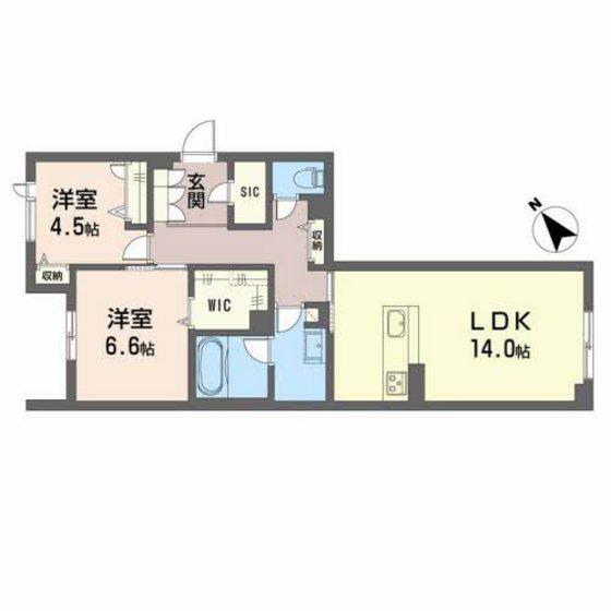 CASA REGIO MISUJI(2LDK/1階)の間取り写真