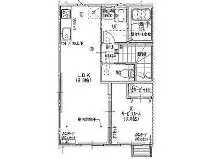 テゾーロ梨木C棟(1LDK/2階)の間取り写真