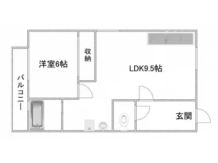 石本ビル(1LDK/1階)の間取り写真