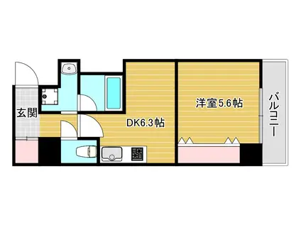 ベルフォーレ イガ(1DK/3階)の間取り写真