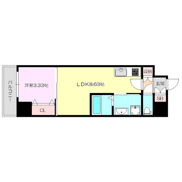 アーバンパーク新大阪(1LDK/9階)の間取り写真