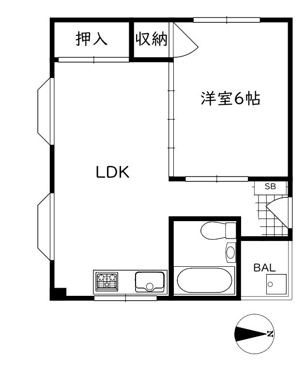 グランディア六甲道駅前(1LDK/5階)の間取り写真