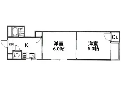 ジョイフルミサキ(2DK/2階)の間取り写真