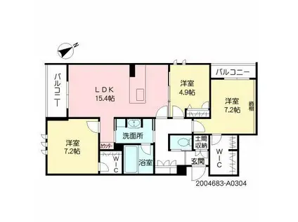 シャーメゾンステージ青葉A棟(3LDK/3階)の間取り写真