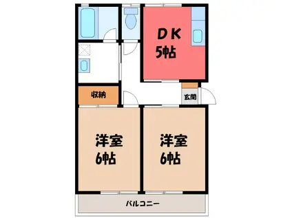 グランコート玉村 A(2DK/1階)の間取り写真