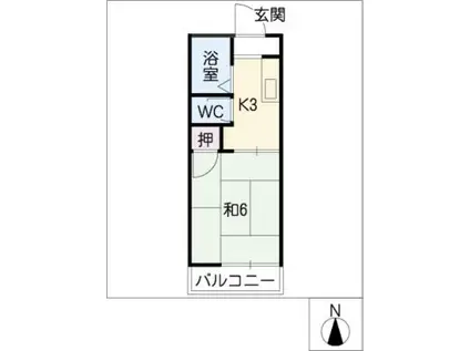 タウニータルサカA棟(1K/2階)の間取り写真