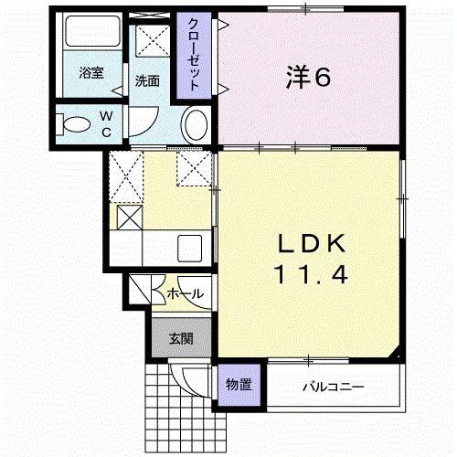 ラブリィーV(1LDK/1階)の間取り写真