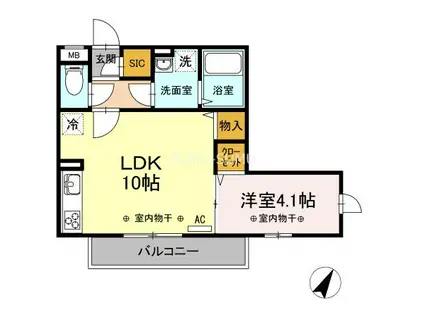 GRACEHILLS(1LDK/2階)の間取り写真