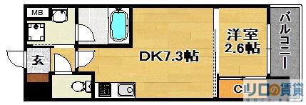コンフォリア・リヴ淡路(1DK/4階)の間取り写真