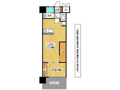 コンプレート古船場(1LDK/8階)の間取り写真
