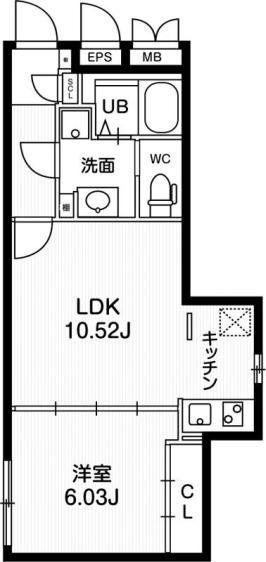 PASEO文京茗荷谷(1LDK/3階)の間取り写真