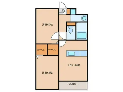 REI和白(2LDK/2階)の間取り写真