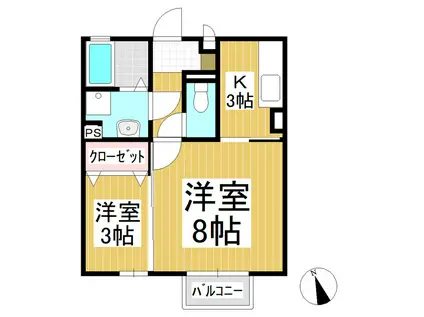 セジュールKTK(1LDK/2階)の間取り写真