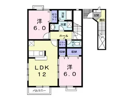 ボナールメゾンU B(2LDK/2階)の間取り写真