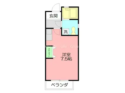 ロワール湘南(1K/2階)の間取り写真