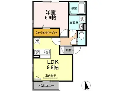 SAKURAⅢ(1LDK/2階)の間取り写真