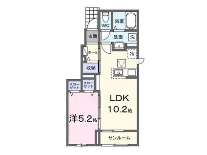 ヴォラーレ・フェリブレッサ I(1LDK/1階)の間取り写真