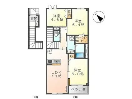 侑信輪I(3LDK/2階)の間取り写真