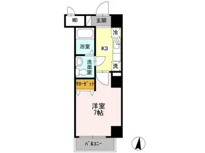 CASA八番館(1K/1階)の間取り写真