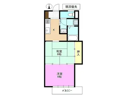 メゾン・ド・ソレイユ(2K/2階)の間取り写真