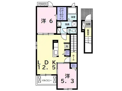 べレット花水木(2LDK/2階)の間取り写真