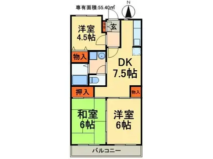 グランメール八潮(3DK/4階)の間取り写真