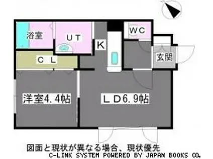 リベラルコート菊水(1LDK/2階)の間取り写真