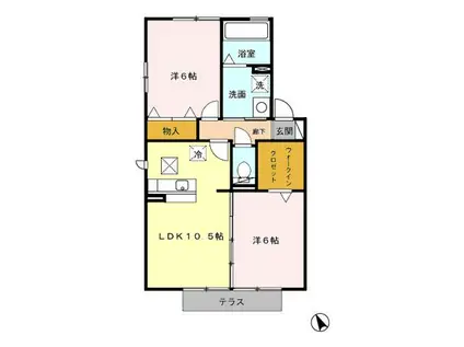 セジュールマルベリー B(2LDK/1階)の間取り写真