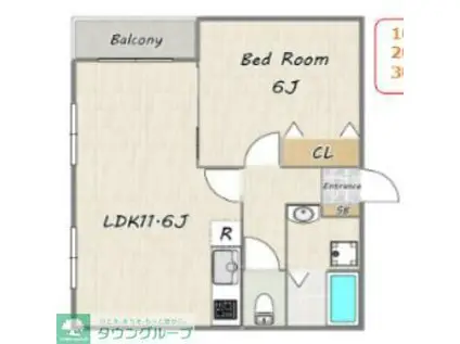 シエル クレール(1LDK/2階)の間取り写真