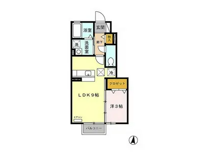 メゾンソレーユI(1LDK/1階)の間取り写真