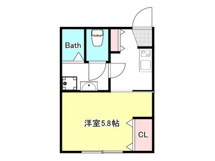パスティア新倉敷(1K/2階)の間取り写真
