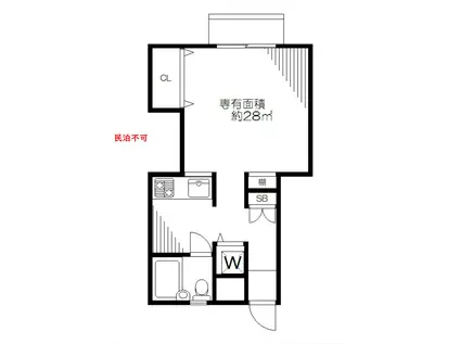 ハピネス玉川 敷ゼロ礼ゼロ KZ(1K/1階)の間取り写真