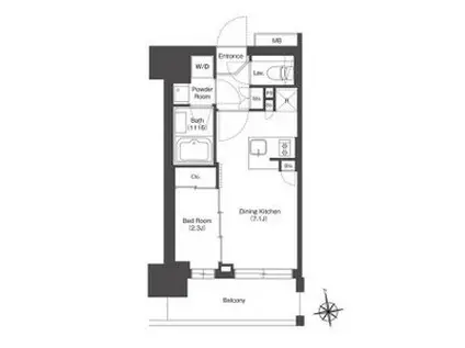 HF八広レジデンス(1DK/8階)の間取り写真