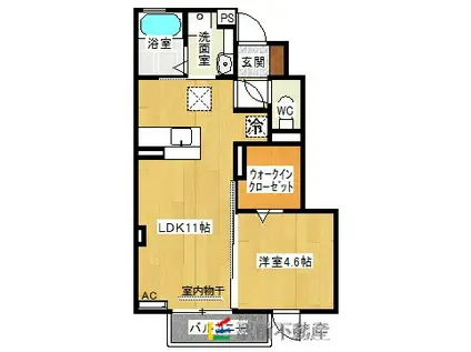 サンドハウス B棟(1LDK/1階)の間取り写真