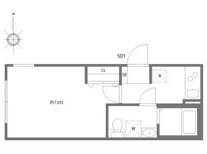 湯島レジデンス(1K/1階)の間取り写真