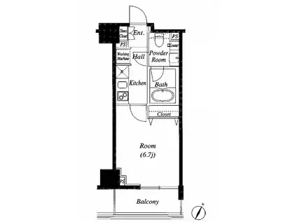 GRACE COURT MEGURO(1K/4階)の間取り写真