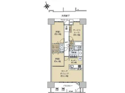パークナード井口(2SLDK/15階)の間取り写真