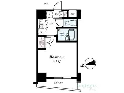 ソアブール品川戸越駅前(1K/4階)の間取り写真