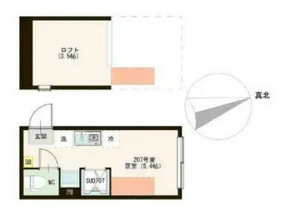 URBAN TERRACE ときわ台(ワンルーム/2階)の間取り写真