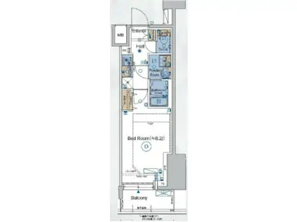 ガリシアレジデンス品川パークサイド(1K/12階)の間取り写真