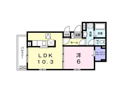 SKY PALACE(1LDK/1階)の間取り写真