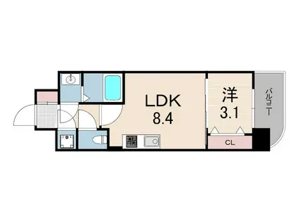 セレニテ神戸ミラクノール(1LDK/4階)の間取り写真